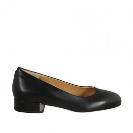 Pumpschuh für Damen aus schwarzem Leder Absatz 3 - Verfügbare Größen:  33, 42, 43, 44, 45, 46