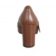 Woman's mocassin with elastics and buckle in tan brown leather heel 8