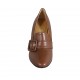 Woman's mocassin with elastics and buckle in tan brown leather heel 8