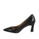 Zapato de salon a punta para mujer en piel negra tacon acampanado 7 - Tallas disponibles:  31, 32, 33, 42, 43, 45, 47