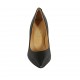 Zapato de salon a punta para mujer en piel negra tacon acampanado 7 - Tallas disponibles:  31, 32, 33, 42, 43, 45, 47