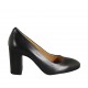 Runder Pumpschuh für Damen aus schwarzem Leder Absatz 8 - Verfügbare Größen:  32, 33, 34, 44, 45
