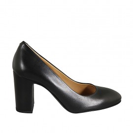 Runder Pumpschuh für Damen aus schwarzem Leder Absatz 8 - Verfügbare Größen:  32, 33, 34, 44, 45