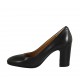Woman's pump with rounded tip in black leather heel 8 - Available sizes:  32, 33, 34, 44, 45