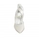 Woman's pump in pearled ivory leather with backside zipper and crossed straps heel 7 - Available sizes:  31, 34, 42, 44, 45, 46