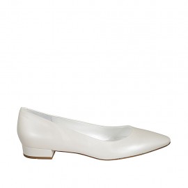 Woman's pointy ballerina shoe in ivory pearled leather heel 2 - Available sizes:  42, 43, 44, 45
