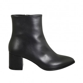 Stivaletto a punta da donna con cerniera in pelle nera tacco 5 - Misure disponibili: 31, 32, 33, 34, 42, 44, 45, 46, 47
