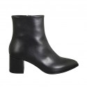 Spitze Damenstiefelette mit Reissverschluss aus schwarzem Leder Absatz 5