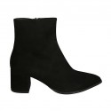 Spitze Damenstiefelette mit Reissverschluss aus schwarzem Wildleder Absatz 5