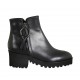 Woman's boot with zippers in black leather heel 5 - Available sizes:  33, 34, 42, 43, 44, 45, 46, 47
