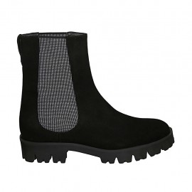 Damenstiefelette mit silbernen Gummibändern aus schwarzem Wildleder Absatz 3 - Verfügbare Größen:  33, 34, 42, 43, 44, 45, 46, 47