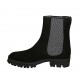 Botines para mujer con elasticos plateados en gamuza negra tacon 3 - Tallas disponibles:  33, 34, 42, 43, 44, 45, 46, 47