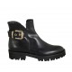 Woman's ankle boot with buckle in black leather heel 3