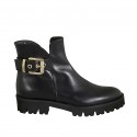 Damenstiefelette mit Schnalle aus schwarzem Leder Absatz 3