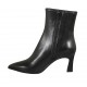 Woman's pointy ankle boot in black leather with flared heel 7