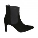 Spitze Damenstiefelette mit Gummiband aus schwarzem Wildleder Absatz 8