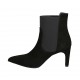 Woman's pointy ankle boot with elastic band in black suede heel 8