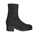Bottines para mujer en tejido elastico negro tacon 5