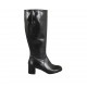 Damenstiefel mit Reissverschluss aus schwarzem Leder Absatz 5 - Verfügbare Größen:  31, 32, 33, 34, 42, 43, 44, 45, 46, 47