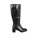 Damenstiefel mit Reissverschluss aus schwarzem Leder Absatz 5