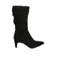 Woman's low pointy boot in black suede heel 6