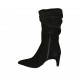 Niedriger spitzer Damenstiefel aus schwarzem Wildleder Absatz 6 - Verfügbare Größen:  31, 32, 33, 34, 42, 43, 44, 45, 46