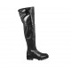 Bottes au genou pour femmes avec fermeture éclair en cuir noir talon 3 - Pointures disponibles:  33, 34, 42, 43, 44