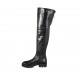 Bottes au genou pour femmes avec fermeture éclair en cuir noir talon 3 - Pointures disponibles:  33, 34, 42, 43, 44