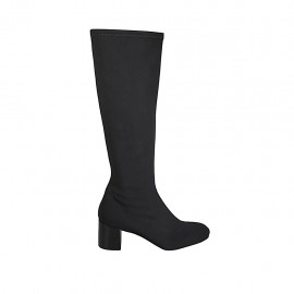 Damenstiefel aus schwarzem elastischem Stoff Absatz 5 - Verfügbare Größen:  31, 32, 33, 42, 43, 44, 45, 46, 47