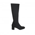 Bottes en tissu élastique noir pour femmes talon 5