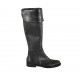 Woman's boot with turnover and zipper in black leather heel 3