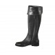 Bottes pour femmes avec revers et fermeture éclair en cuir noir talon 3  - Pointures disponibles:  32, 34, 42, 43, 44, 45