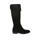 Botas para mujer con solapa y cremallera en gamuza negra tacon 3  - Tallas disponibles:  33, 34, 42, 43, 44, 45