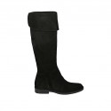 Damenstiefel mit Umschlag und Reissverschluss aus schwarzem Wildleder Absatz 3