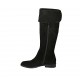 Botas para mujer con solapa y cremallera en gamuza negra tacon 3  - Tallas disponibles:  33, 34, 42, 43, 44, 45