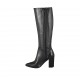 Botas puntiagudas para mujer con cremallera en piel negra tacon 8  - Tallas disponibles:  34, 42, 43