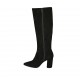 Woman's pointy boot with zipper in black suede heel 8