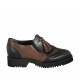 Woman's mocassin shoe with fringes, elastic bands and tassels in black and brown leather heel 3  - Available sizes:  33, 34, 42, 43, 44, 45