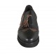 Woman's mocassin shoe with fringes, elastic bands and tassels in black and brown leather heel 3 