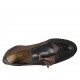 Woman's mocassin shoe with fringes, elastic bands and tassels in black and brown leather heel 3 