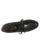 Scarpa derby stringata da donna in pelle nera con lavorazione Brogue  tacco 6 - Misure disponibili: 32, 33, 34, 42, 43, 44, 45
