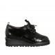 Scarpa stringata modello derby da donna con plantare estraibile in vernice nera zeppa 4 - Misure disponibili: 31, 34, 42, 43, 44, 45