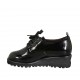 Damenschnürschuh mit herausnehmbarer Innensohle aus schwarzem Lackleder Keilabsatz 4 - Verfügbare Größen:  31, 34, 42, 43, 44, 45