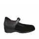 Damenschuh mit Klettverschluss und herausnehmbarer Innensohle aus schwarzem Leder und Wildleder Absatz 3 - Verfügbare Größen:  33, 34, 42, 43, 44, 45