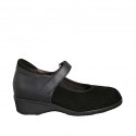 Damenschuh mit Klettverschluss und herausnehmbarer Innensohle aus schwarzem Leder und Wildleder Absatz 3