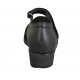 Woman's pump with velcro strap and removable insole in black leather and suede heel 3 - Available sizes:  33, 34, 42, 43, 44, 45