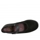 Zapato para mujer con velcro y plantilla extraible en gamuza y piel negra tacon 3 - Tallas disponibles:  33, 34, 42, 43, 44, 45