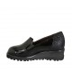 Mocassin pour femmes en cuir verni et daim imprimé noir avec semelle amovible et elastiques talon compensé 4 - Pointures disponibles:  31, 33, 34, 42, 43, 44, 45