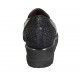 Mocassino da donna in vernice e camoscio stampato nero con elastici e plantare estraibile zeppa 4 - Misure disponibili: 31, 33, 34, 42, 43, 44, 45