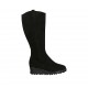 Damenstiefel mit Reissverschluss, herausnehmbarer Innensohle und Nieten aus schwarzem Wildleder Keilabsatz 4 - Verfügbare Größen:  31, 32, 33, 42, 43, 44, 45